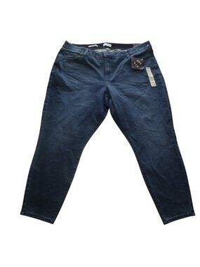 #906 Ava & Viv Womens Mid Rise Skinny Jeans Comfort Waist Size 22 Blue Denim Str